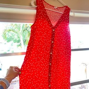 Gap red floral sundress with buttons